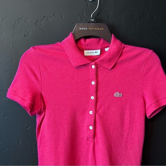 Lacoste Short Sleeve Slim Fit Stretch Pique Polo Shirt Color: pink Size:32/0 New - Picture 4 of 8